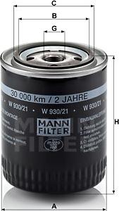 Mann-Filter W 930/21 - Eļļas filtrs www.ps1.lv